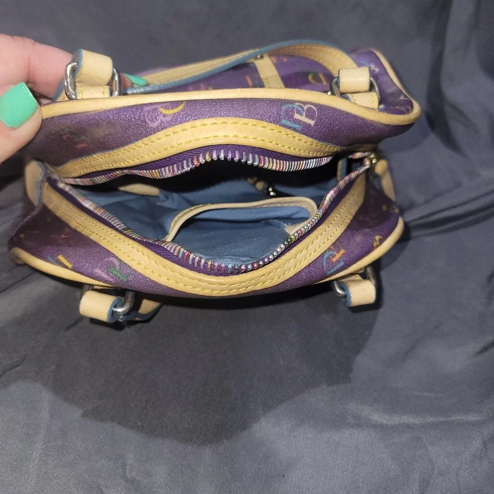 VTG Dooney and Bourke Mini Dome Boston Purple w/ Multicolored Zipper Y2K Bowling